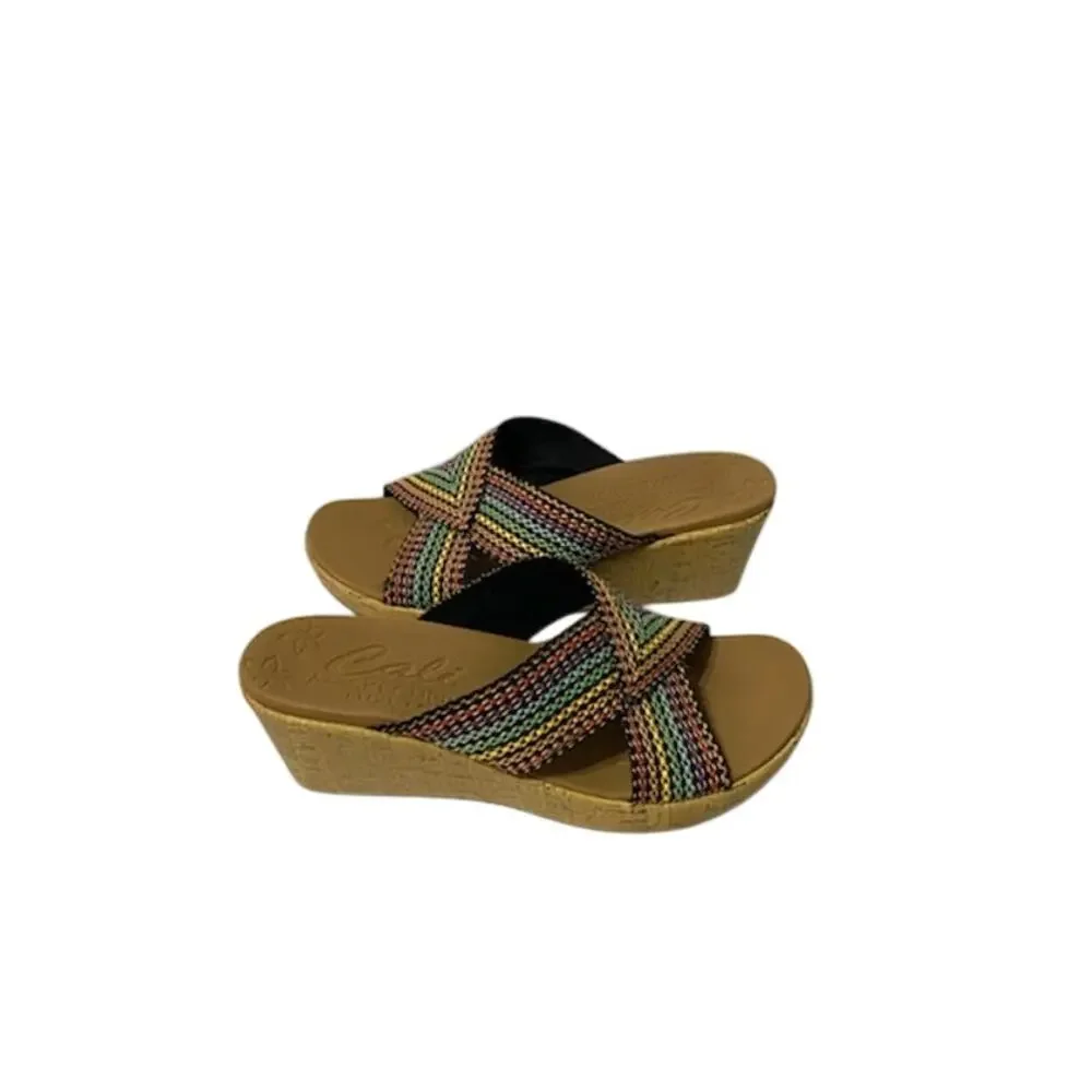 CALI SKECHERS Luxe Foam Women's 8 Beverlee Delighted Wedge Sandals Comfort Shoes - Picture 1 of 7